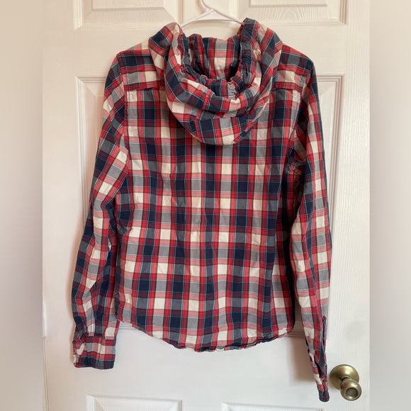 Hollister button down shirt with hood in checkered pattern - Picture 2 of 3